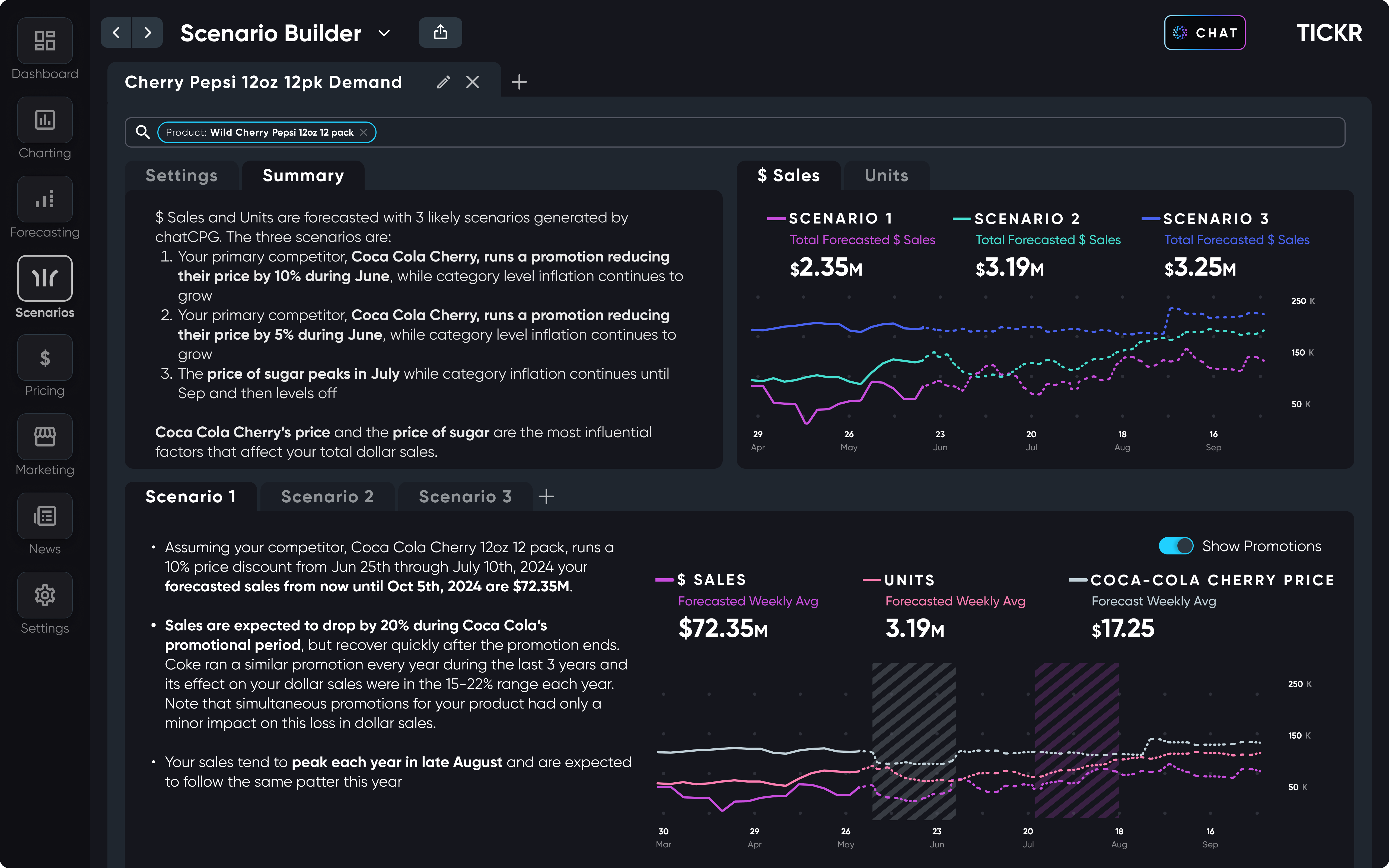 Scenario builder interface